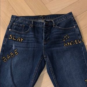 Kendall & Kylie boyfriend jeans w/ patches